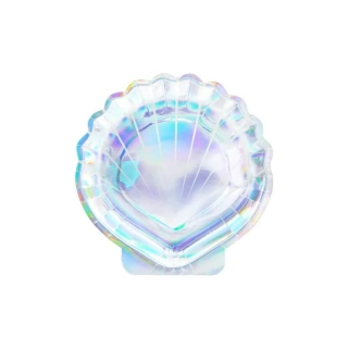 Papírové party talířky Mořská panna - mušle 18 cm