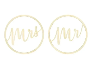 Dekorace závěsná Mr Mrs 38cm 2ks