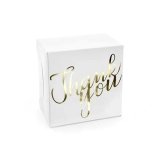 Dárkové svatební krabičky bílé Thank you - 10 ks