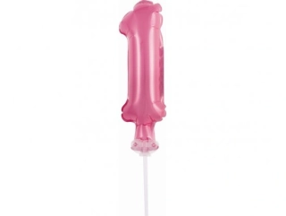 ČÍSLICE NA DORT nafukovací - 1 růžová, 13cm