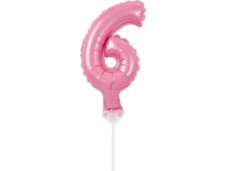 ČÍSLICE NA DORT nafukovací - 6 růžová, 13cm