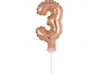 ČÍSLICE NA DORT nafukovací - 3 rose gold - 13 cm