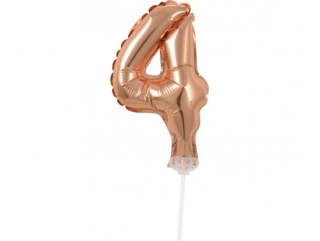 ČÍSLICE NA DORT nafukovací - 4 rose gold - 13cm