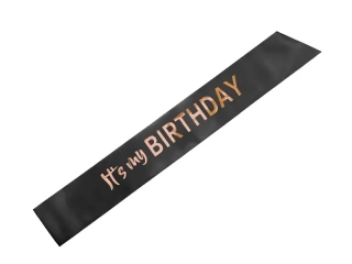 Satinová šerpa černá It´s my Birthday 79 cm