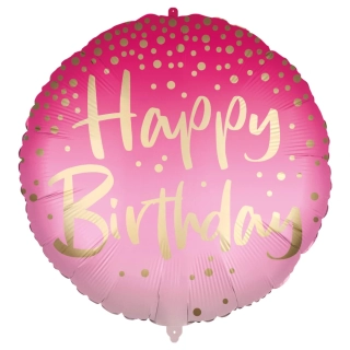 Foliový balonek růžové ombre Happy Birthday 46cm