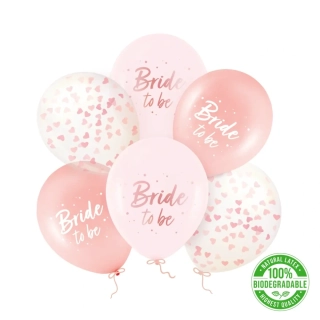 Latexové balonky s konfetami Bride to be 30 cm - 6 ks