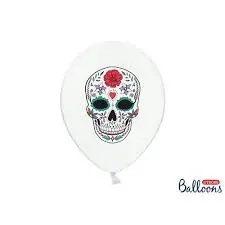 Latexové balonky bílé Dia de los Muertos 6 ks