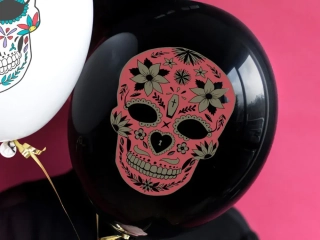 Latexové balonky černé Dia de los Muertos 6 ks
