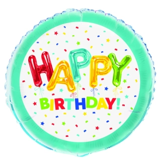 Foliový balonek konfetový Happy Birthday 45 cm