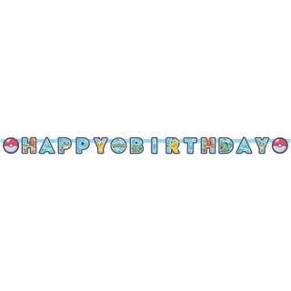 Party nápis Happy Birthday Pokemon 218 cm