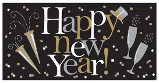 Foliová girlanda silvestrovská Happy New Year 165 x 85 cm