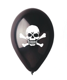 Latexový balonek pirátská lebka - černý 30 cm