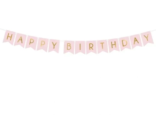 Party nápis Happy Birthday vlaječky růžové 175 cm