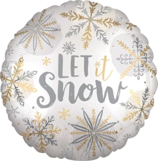 Foliový balonek kulatý vločky Let it snow 45 cm