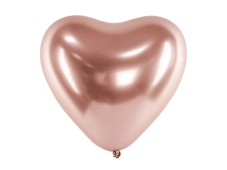 Chromový latexový balonek srdce rose gold 30 cm