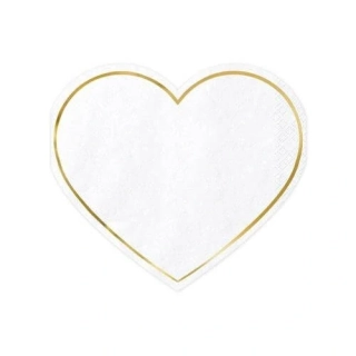 Papírové ubrousky Srdce se zlatým lemováním 20 ks