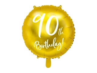 Foliový balonek zlatý - 90th Birthday - 45 cm