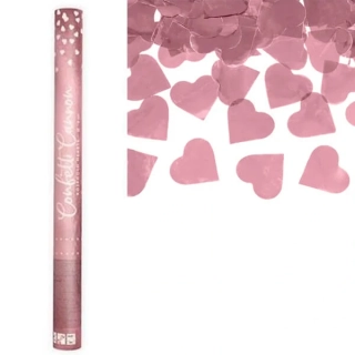 Vystřelovací konfety metalická srdíčka rose gold - 60 cm