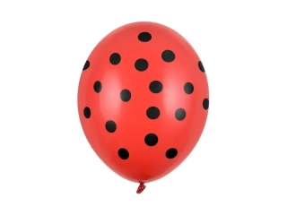 Latexový balonek červený s černými puntíky 30 cm