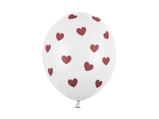 Latexový balonek bílý se srdíčky 30 cm