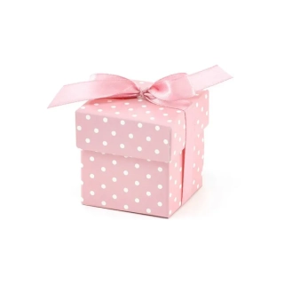 Dárkové krabičky s puntíky růžové - 10 ks