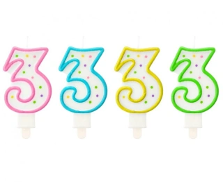 Dortová svíčka číslo 3 s puntíky