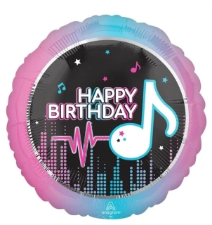 Foliový balonek hudební Happy Birthday 43cm
