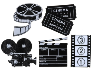Dřevěné dekorace Filmová noc 10ks