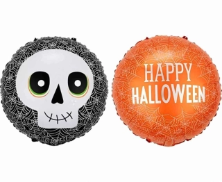Fóliový balónek oboustranný Halloween Lebka a pavučina 46 cm