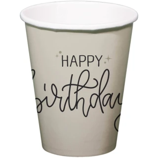 Papírové kelímky Happy Birthday krémové 8 ks