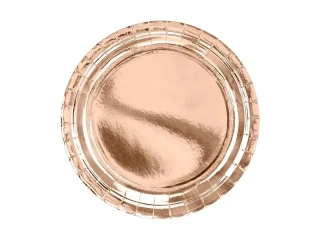 Papírové talíře metalické rose gold 23 cm - 6 ks