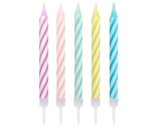 Dortové svíčky s držátky macaron spirály 24 ks